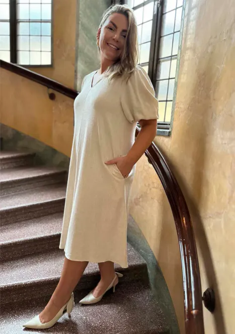 Hovedbilde Isay Pearl V-Neck Dress Sand