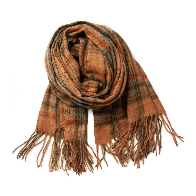 Vevet Rutet Skjerf Cognac