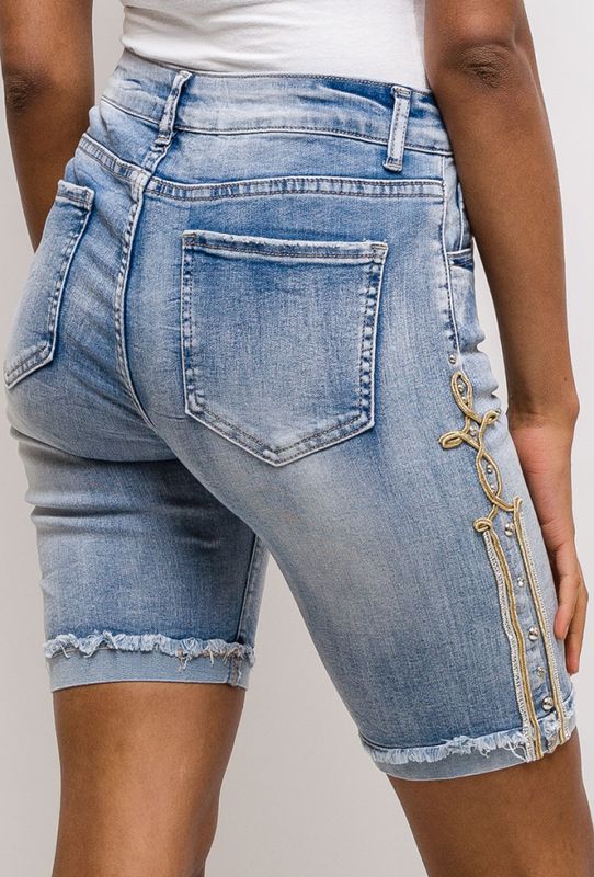 Mozzaar Denim Shorts With Strass