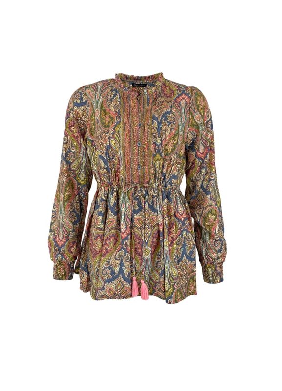 Black Colour Luna Blouse Peach Pastel