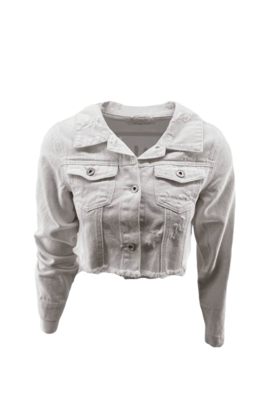 Mozzaar Cropped Denim Jacket White