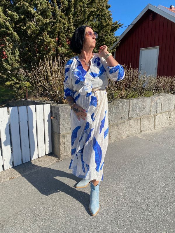 Bella Kjole Blå & Hvit