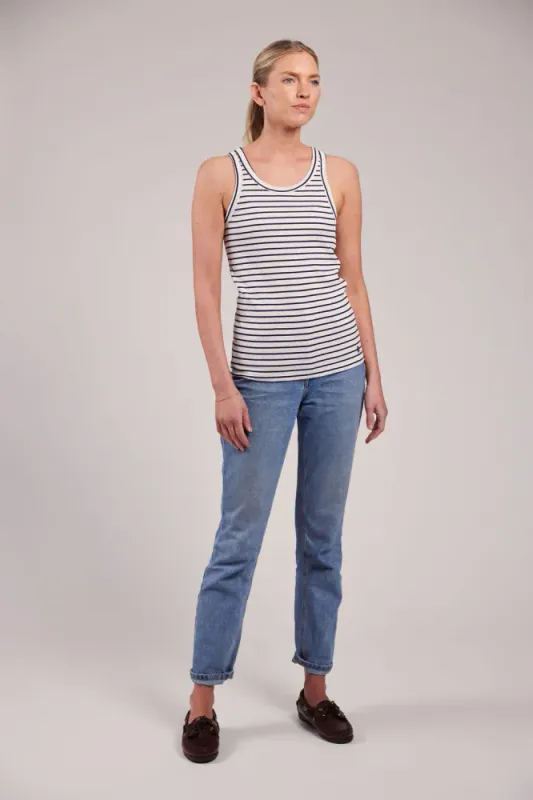 Sebago Vilma Ribbed Tank Top White Navy